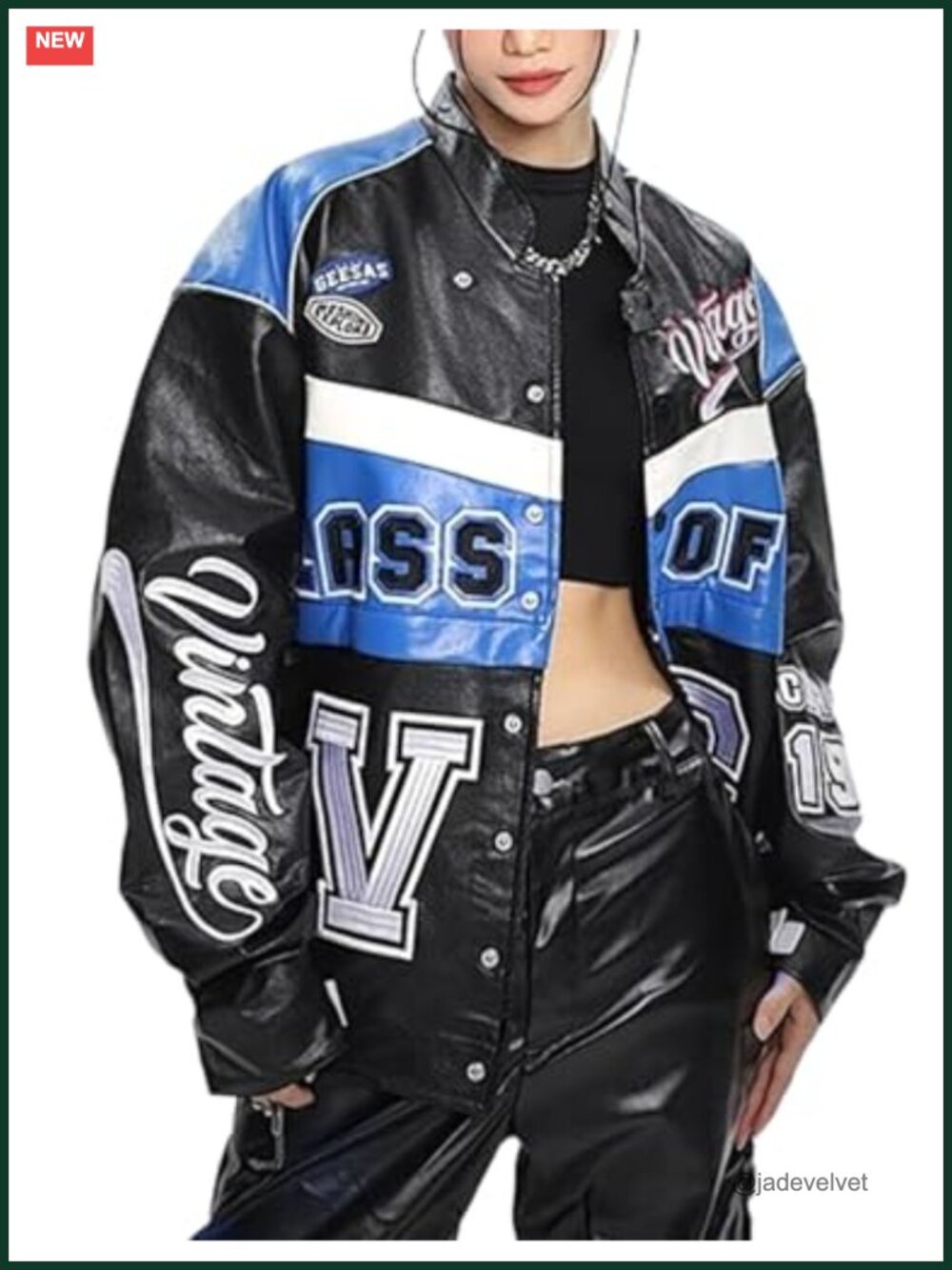 Leather Faux Leather Varsity Racing Bomber Jacket Oversized Letterman Streetwear